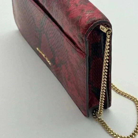 Michael Kors Calf Leather Python Print Clutch with Chain - Picture 10 of 12